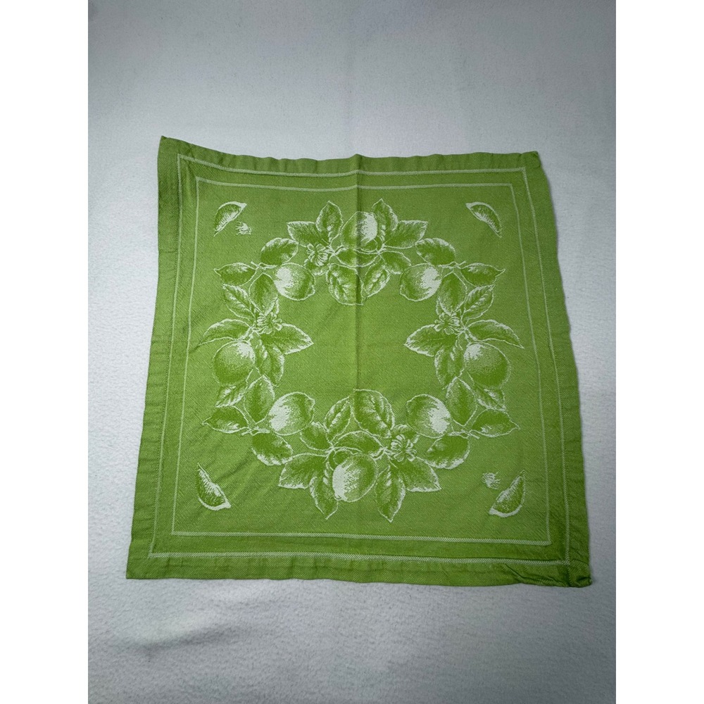 Cottagecore Williams Sonoma Napkin Set 8 Green White Citrus Lemon Lime Cotton - Picture 7 of 9